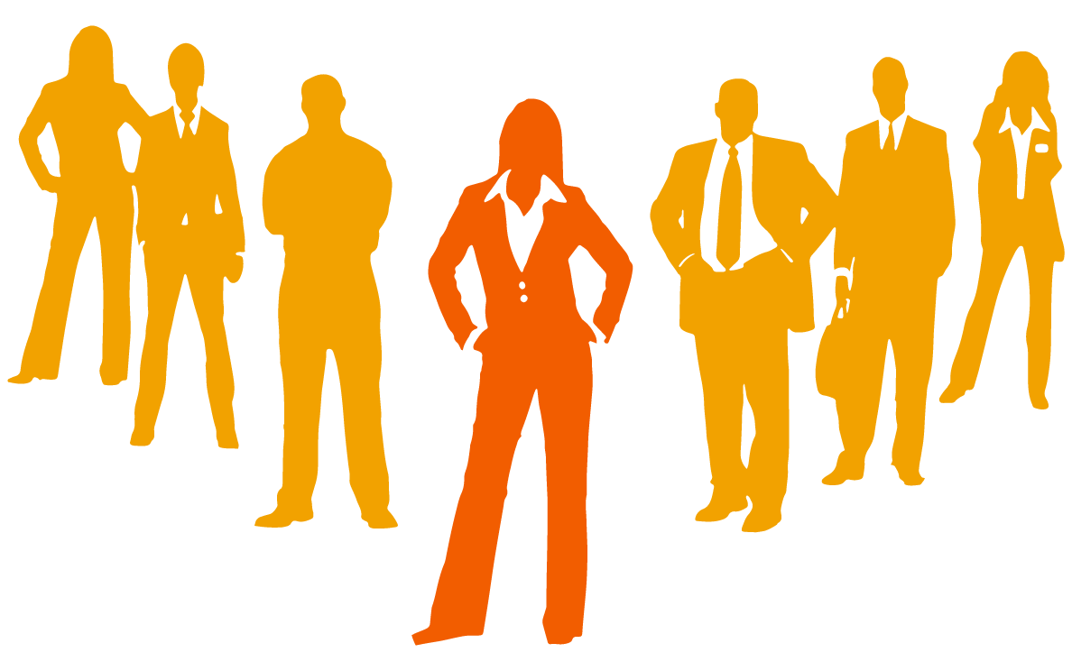 Persona resaltada, guiando a un grupo de personas