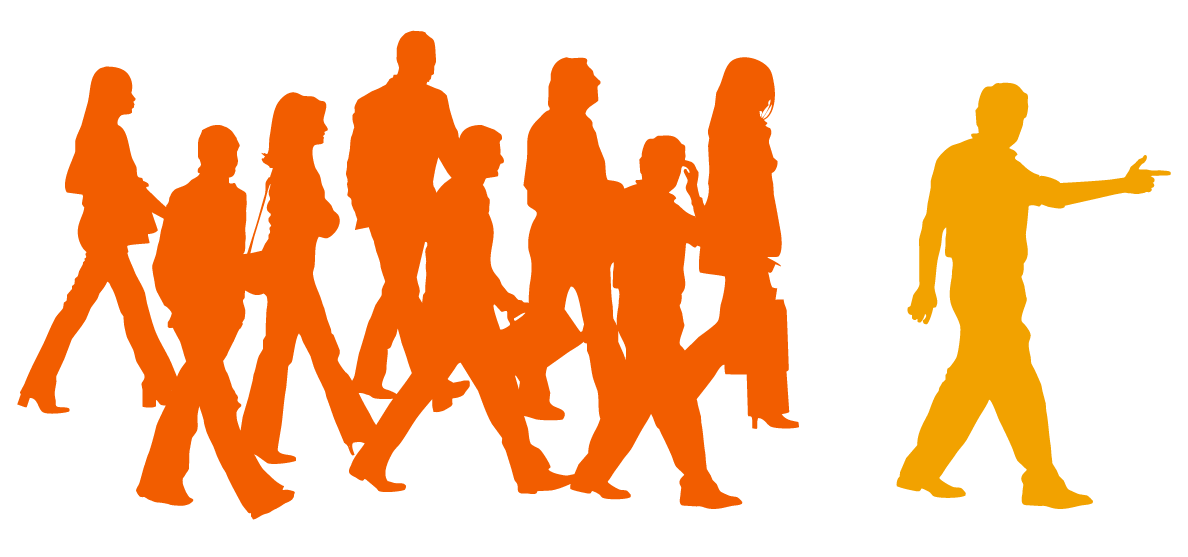 Líder indicando el camino a un grupo de personas