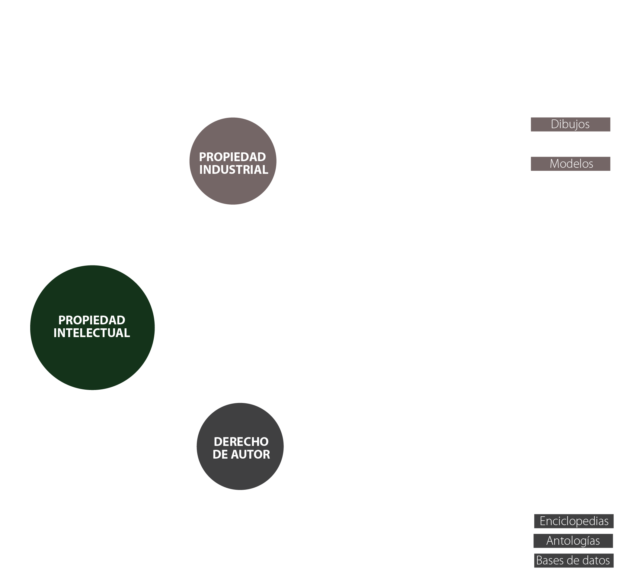 Gráfico que muestra los elementos de la propiedad intelectual y sus características.