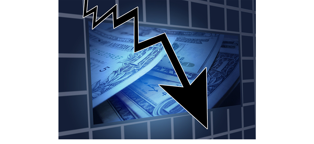 Flecha descendiente, al fondo dinero.