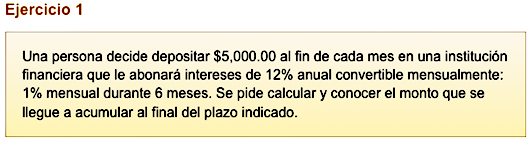 Ejercicio 1, anualidad