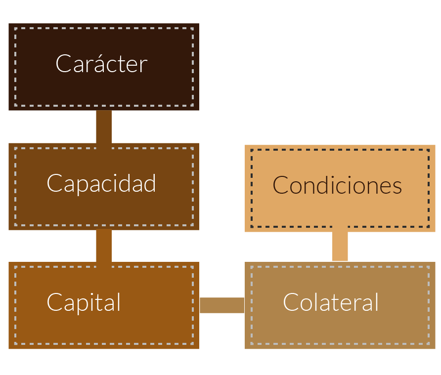 esquema sobre las cinco C de crédito.