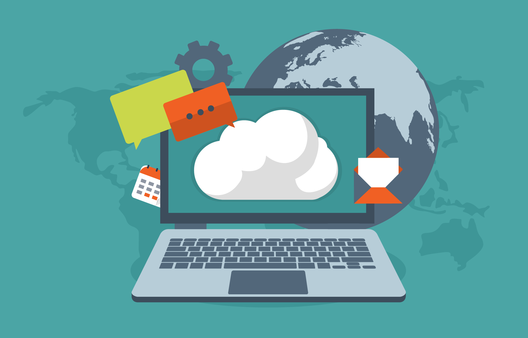 Globo terráqueo rodeado de aparatos tecnológicos