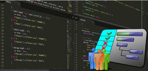 Una imagen de algoritmos con pequeñas siluetas de personas