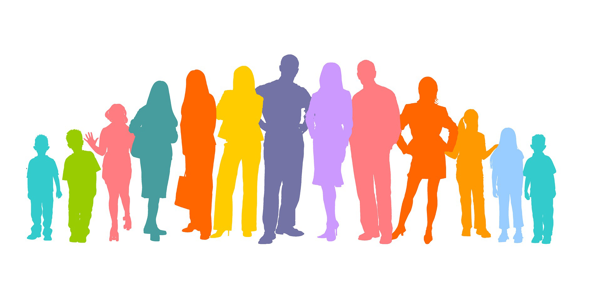 Siluetas de personas en diferentes colores