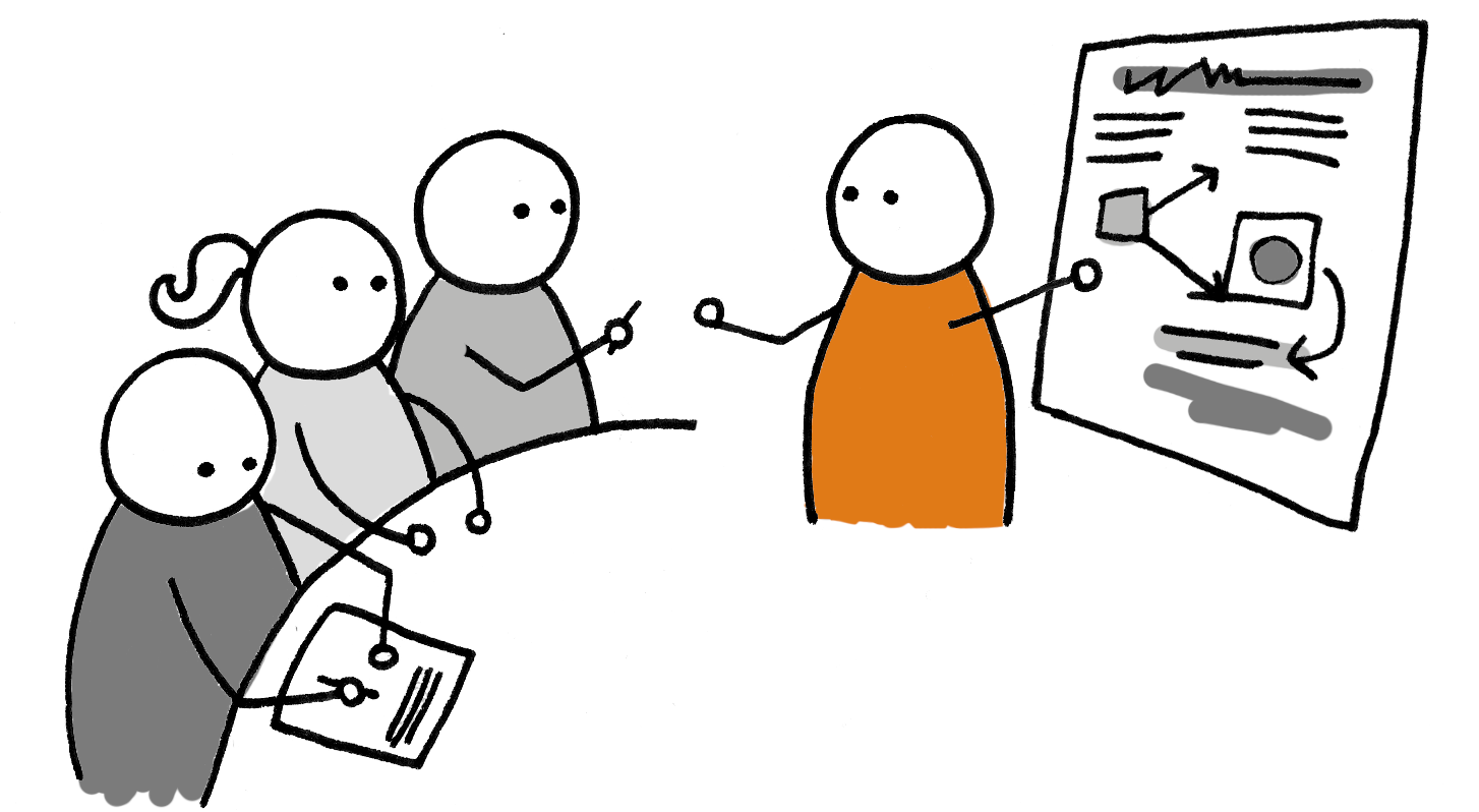 Ilustración de un grupo tomando capacitación