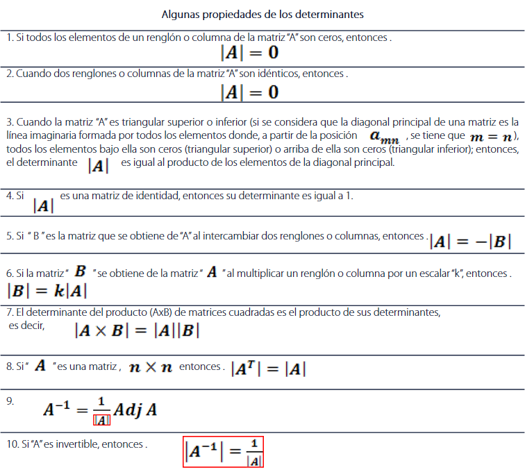 propiedades de los determinantes
