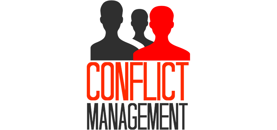 Silueta de personas con la leyenda manejo de conflicto