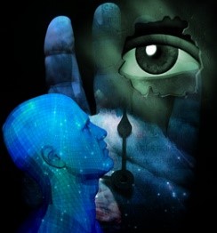 Ojo y silueta de hombre representando vida emocional.