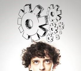 Cabeza de joven con engranes.