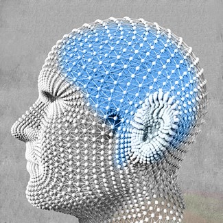 Cabeza de hombre con conexiones, representando a la mente.