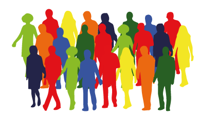 Siluetas de personas tomadas de las manos.