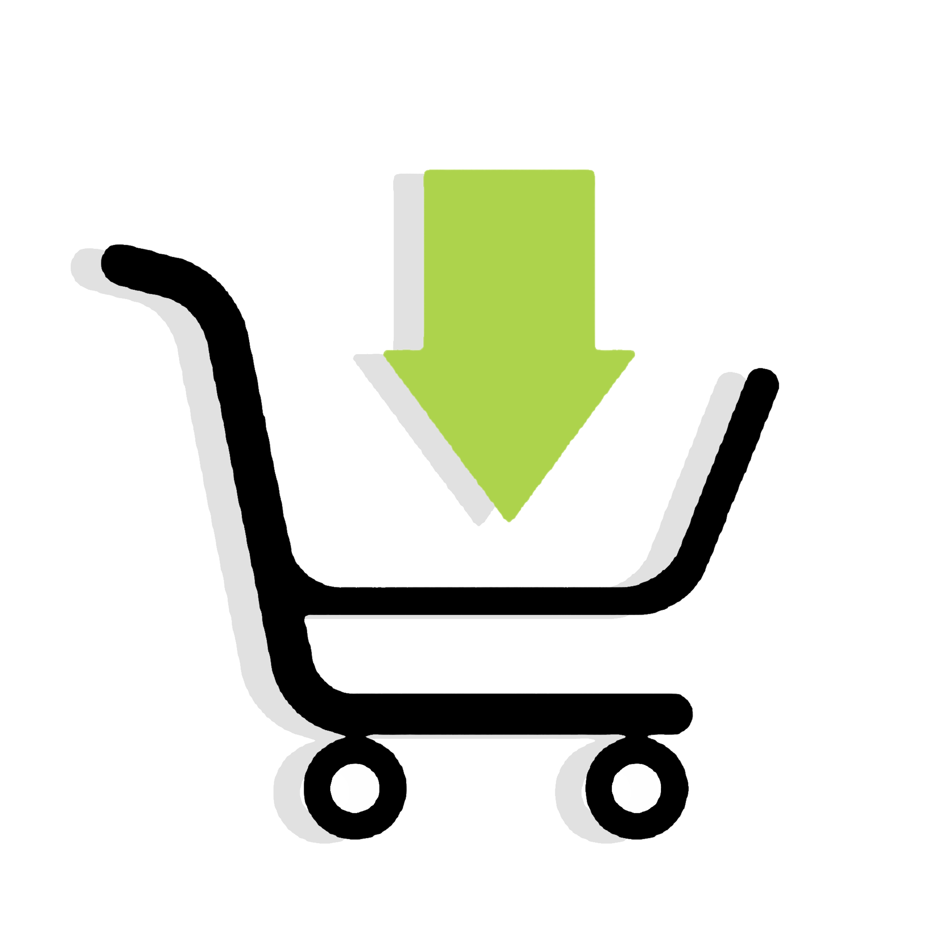 gráfico del un carrito de autoservicio con una flecha que señala su interior.