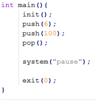 Declaración de la operación pop() en Lenguaje C