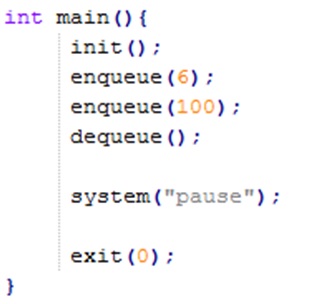 Declaración de la operación enqueue() en Lenguaje C