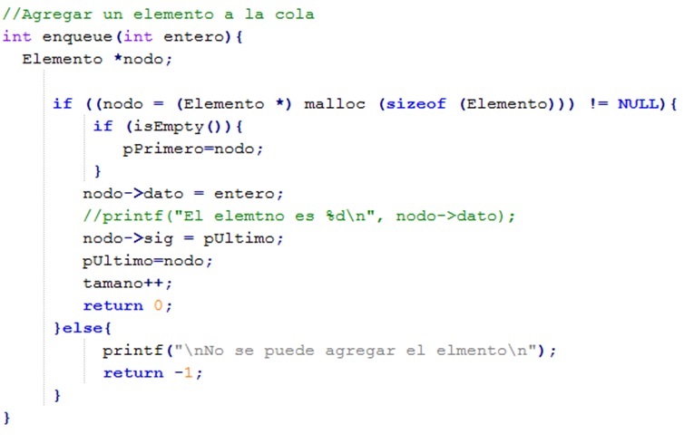 Declaración de las operaciones push() y pop() para una pila en Lenguaje C