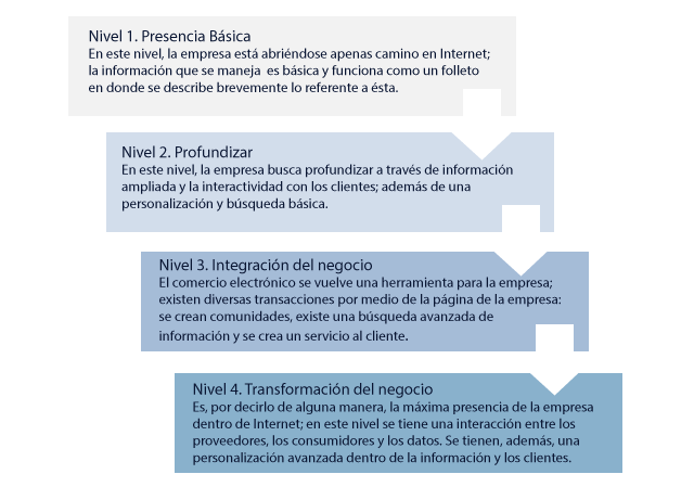 Esquema sobre los niveles de presencia web