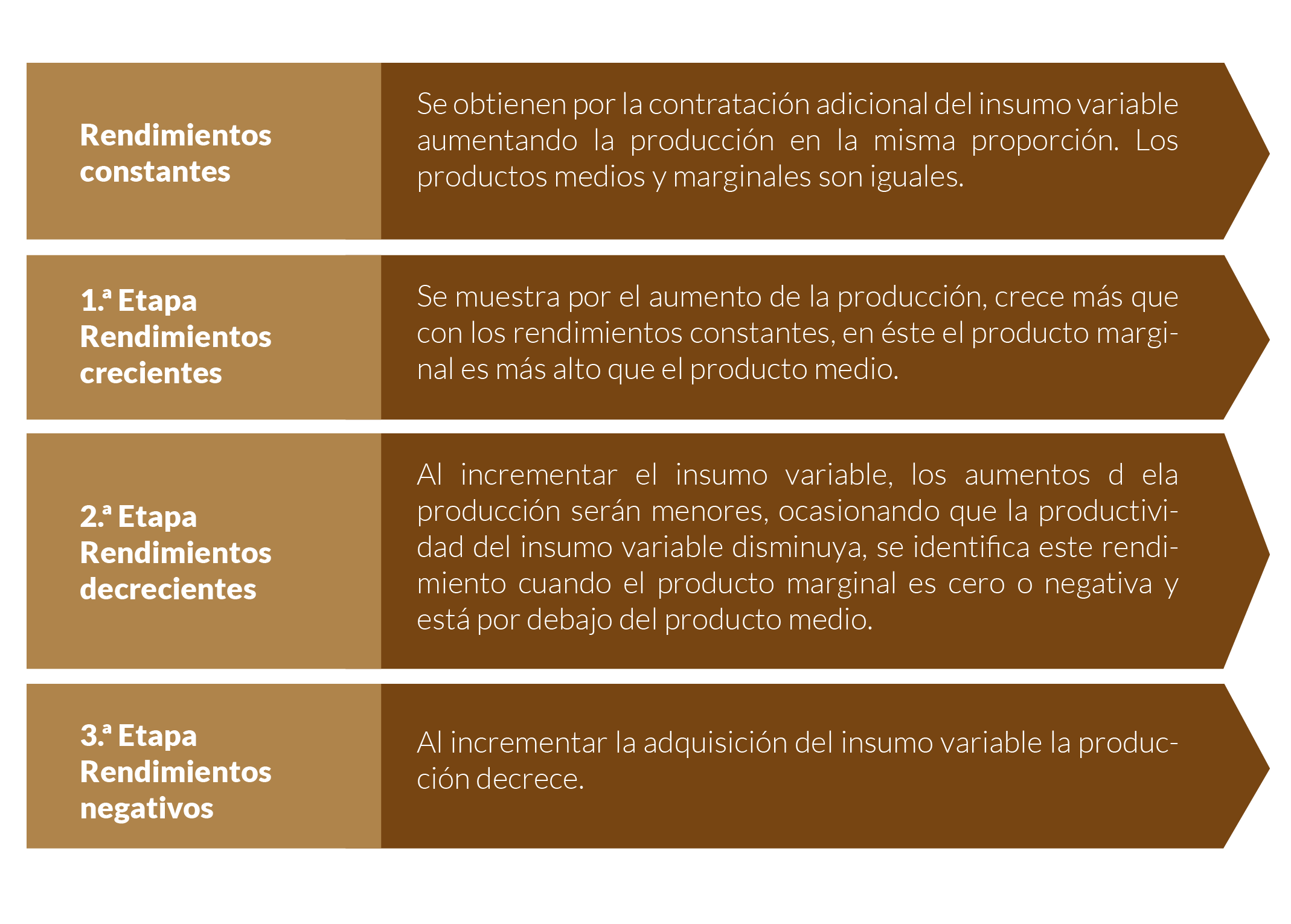 Esquema que sintetiza los cuatro tipos de rendimientos.