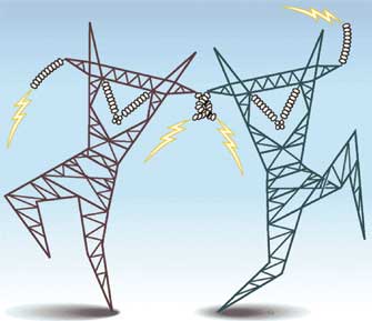 Torres eléctrica entrelazadas