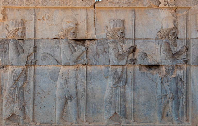 Detalle de los guardias medos y persas