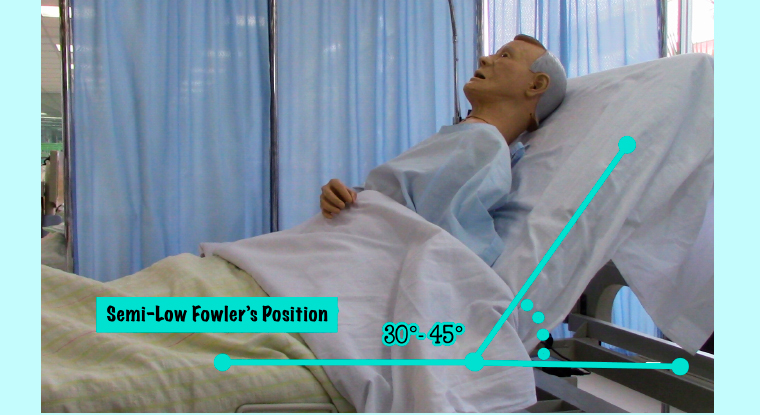 Manikin in semi-low Fowler’s position