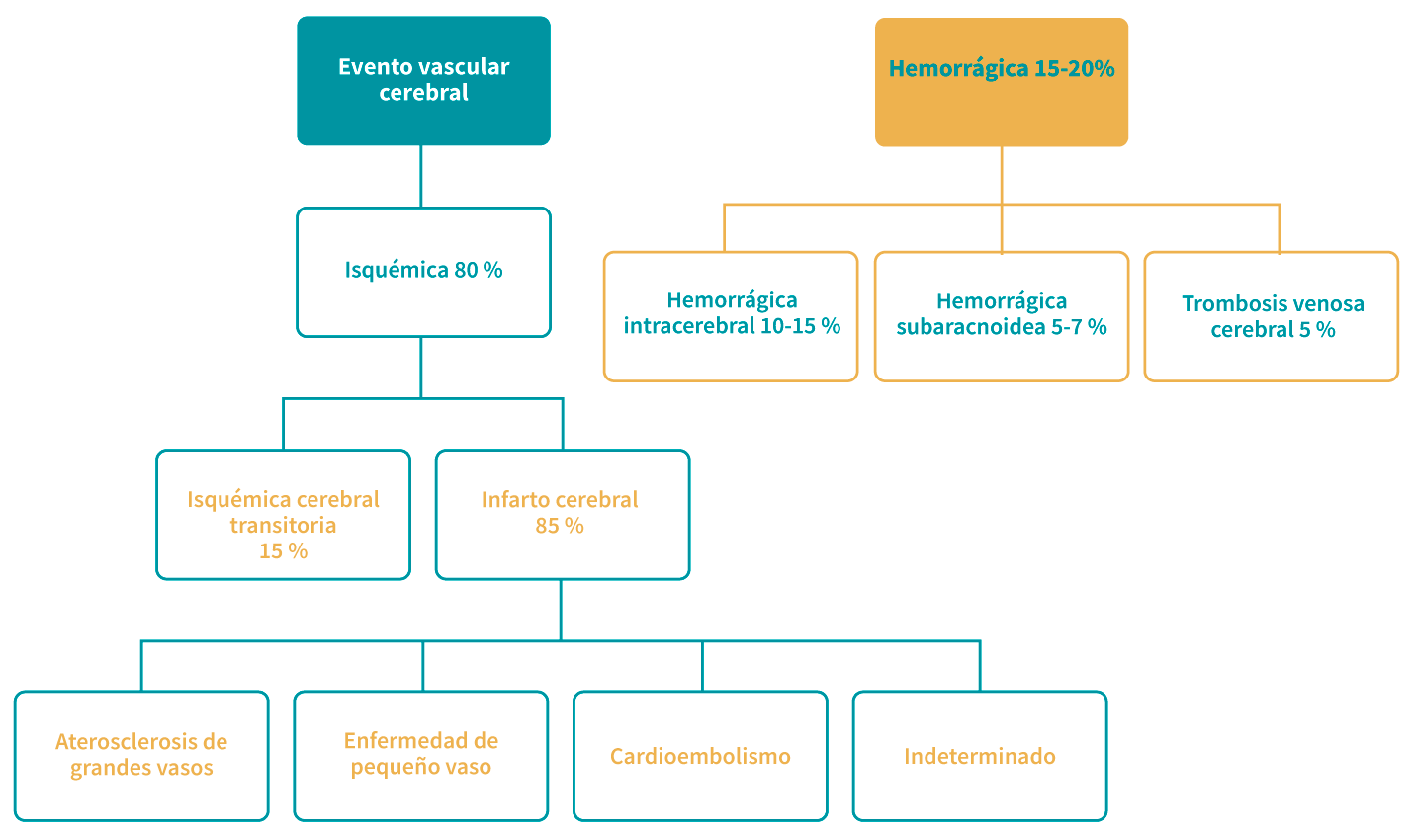 Clasificación y porcentaje de suceso del EVC
