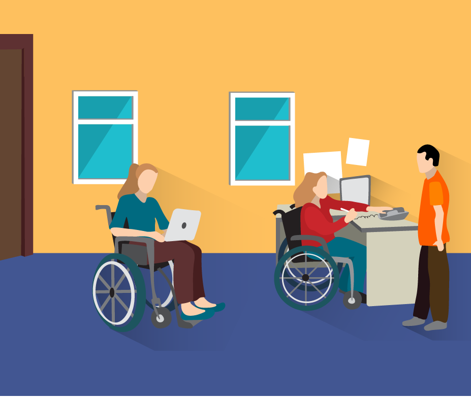 Aula de clases con distintos niños con discapacidad