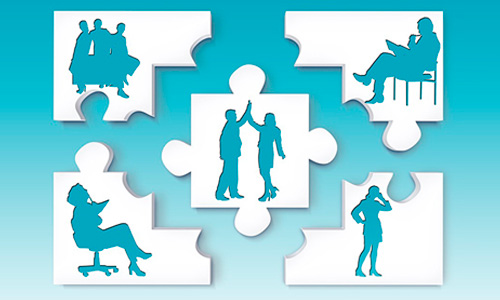 siluetas de personas con diferentes dinámicas.