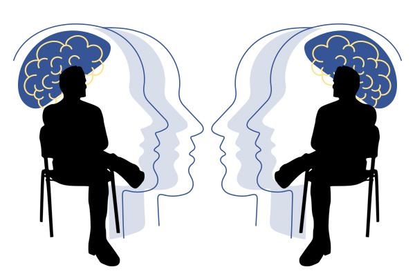 siluetas de personas en sesión psicológica.