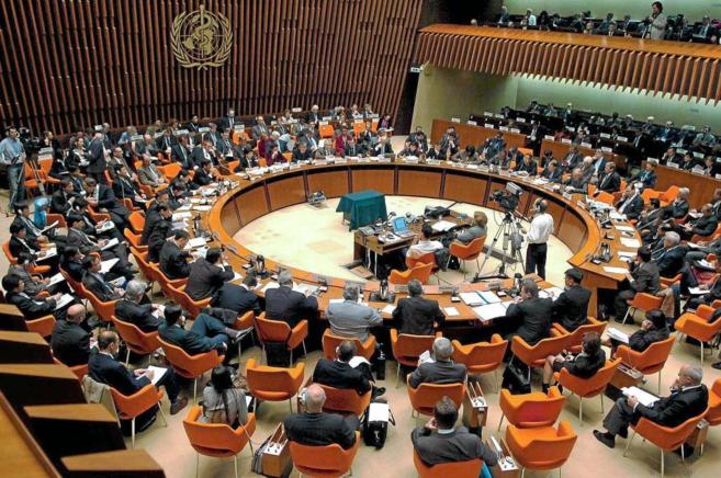 Personas en conferencia mundial de la salud.