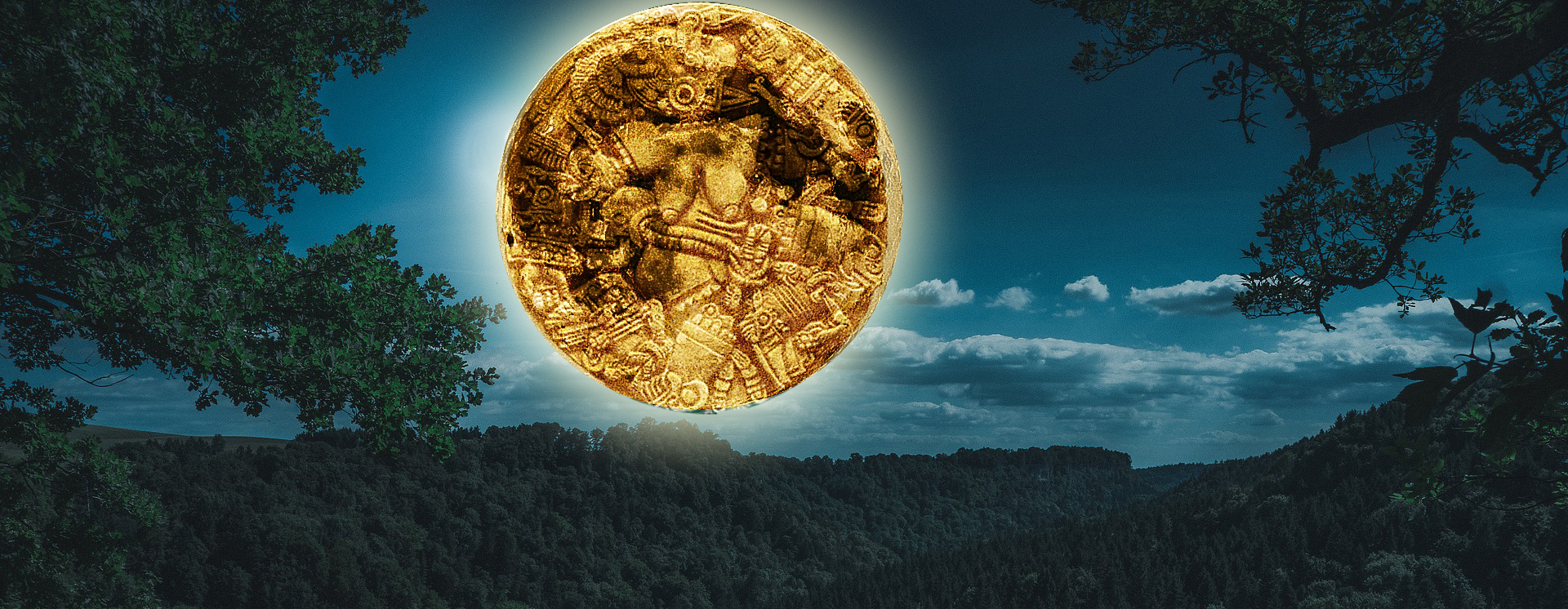 en la luna imagen de Coyolxauhqui deidad azteca.