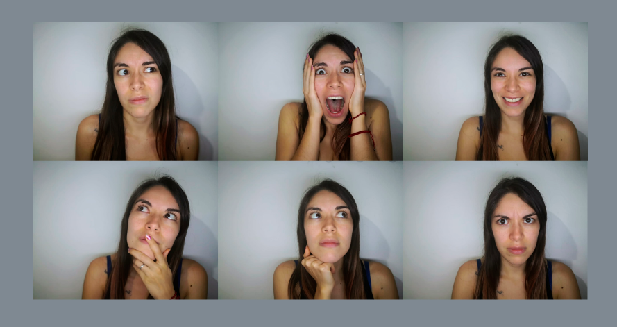 Diferentes expresiones faciales.