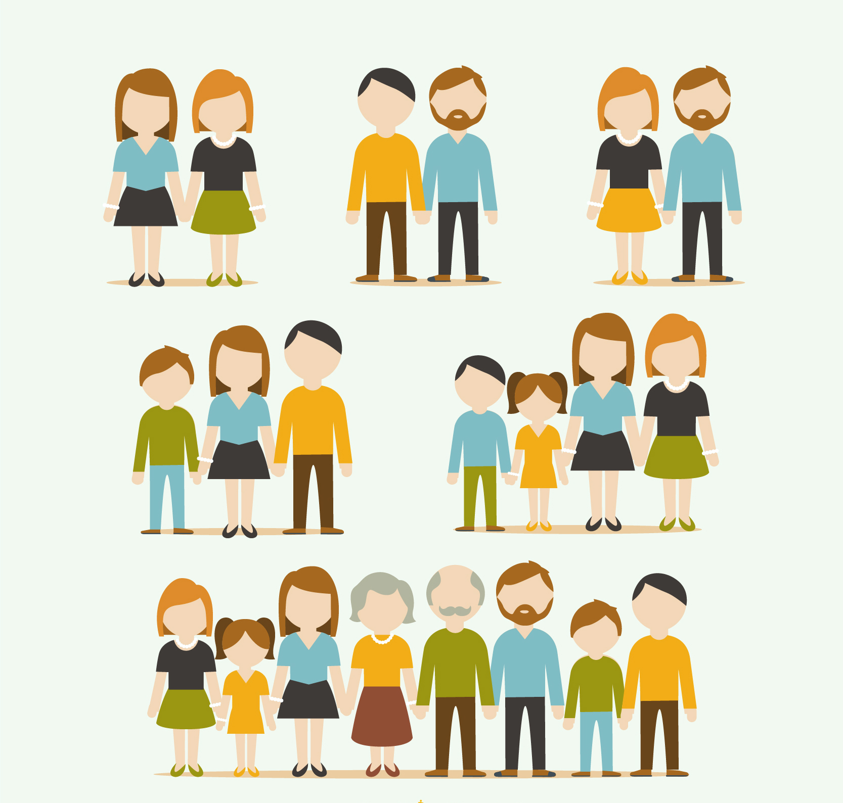 figuras de diferentes tipos de familia alejadas de la tradicional.