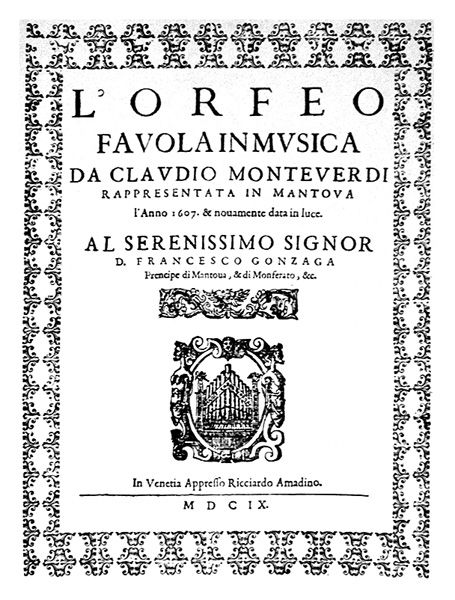 Fotografía de la Portada de L´Orfeo de Monteverdi.