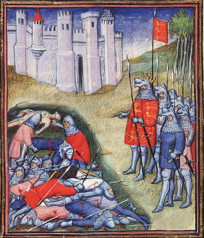Ilustración de Eduardo II de Inglaterra en la batalla de Crécy