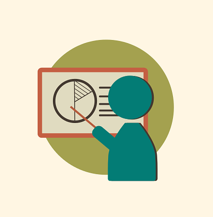 Persona señalando gráfica y texto en una pizarra con una varita