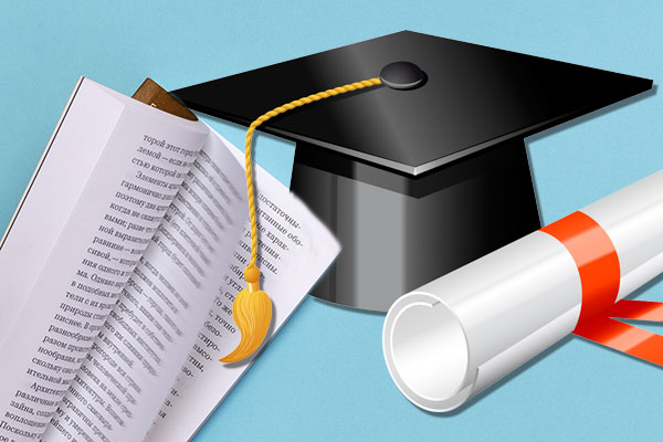 Un birrete y un pergamino como iconos de la titulación