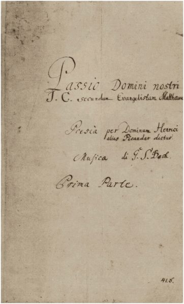 Manuscrito autógrafo de Johann Sebastian Bach de la Pasión según san Mateo