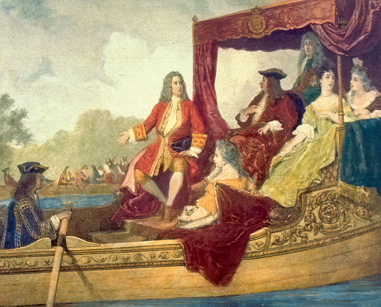 Ilustración de Hedel con el Rey Jorge I de Inglaterra