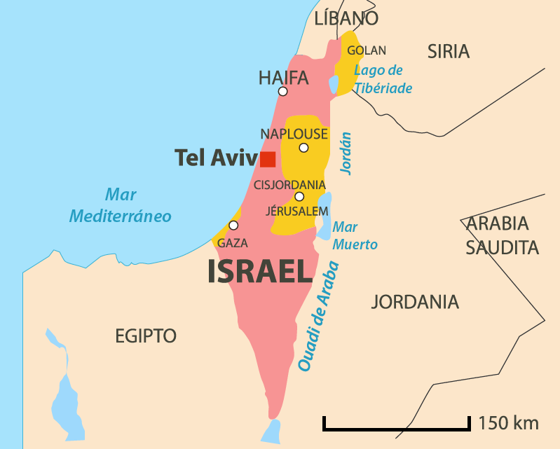 Mapa donde se ubica Israel