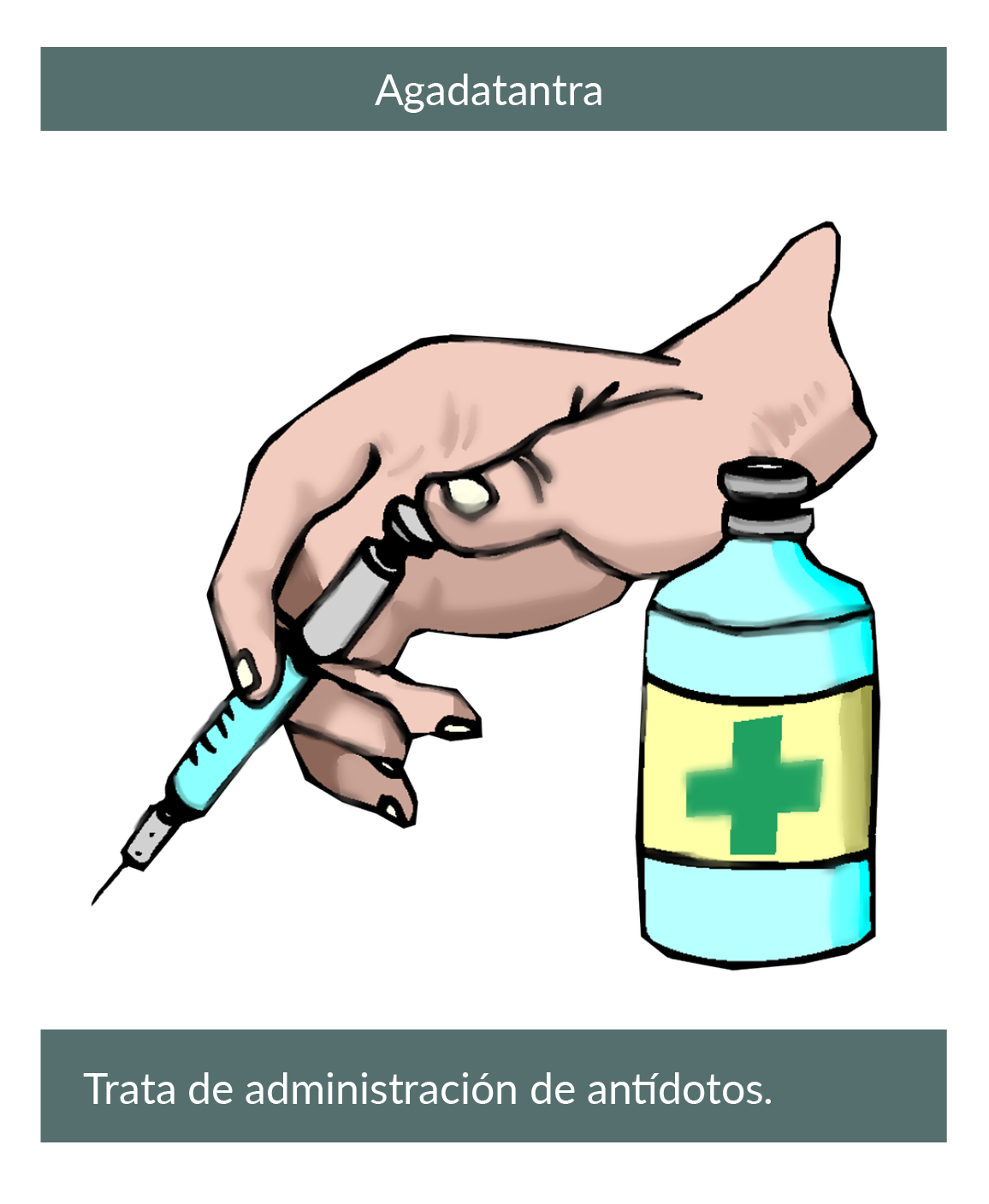 Mano con una jeringa y un frasco al lado