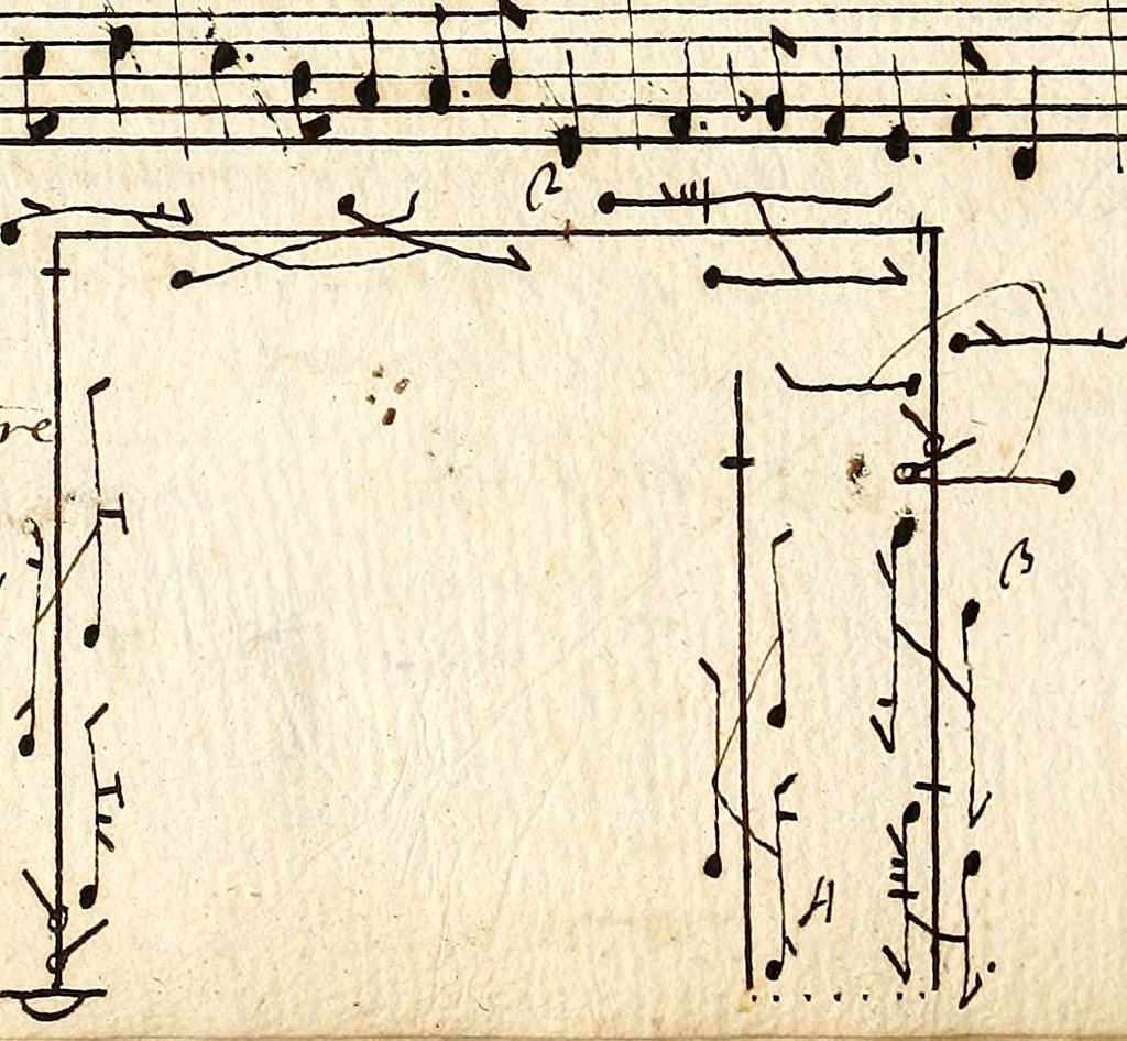 Comparación entre partitura musical y notación de danza