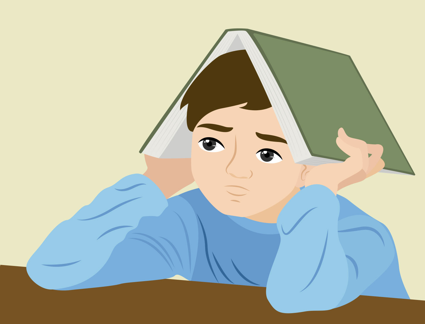 Niño en un salón de clases mostrando desinterés