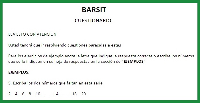 Ejemplo de reactivo de razonamiento numérico de la prueba Barsit