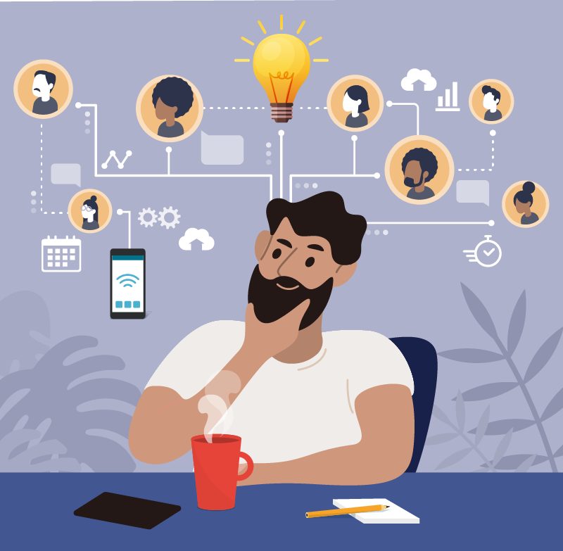 Persona pensando en un plan para seleccionar personal