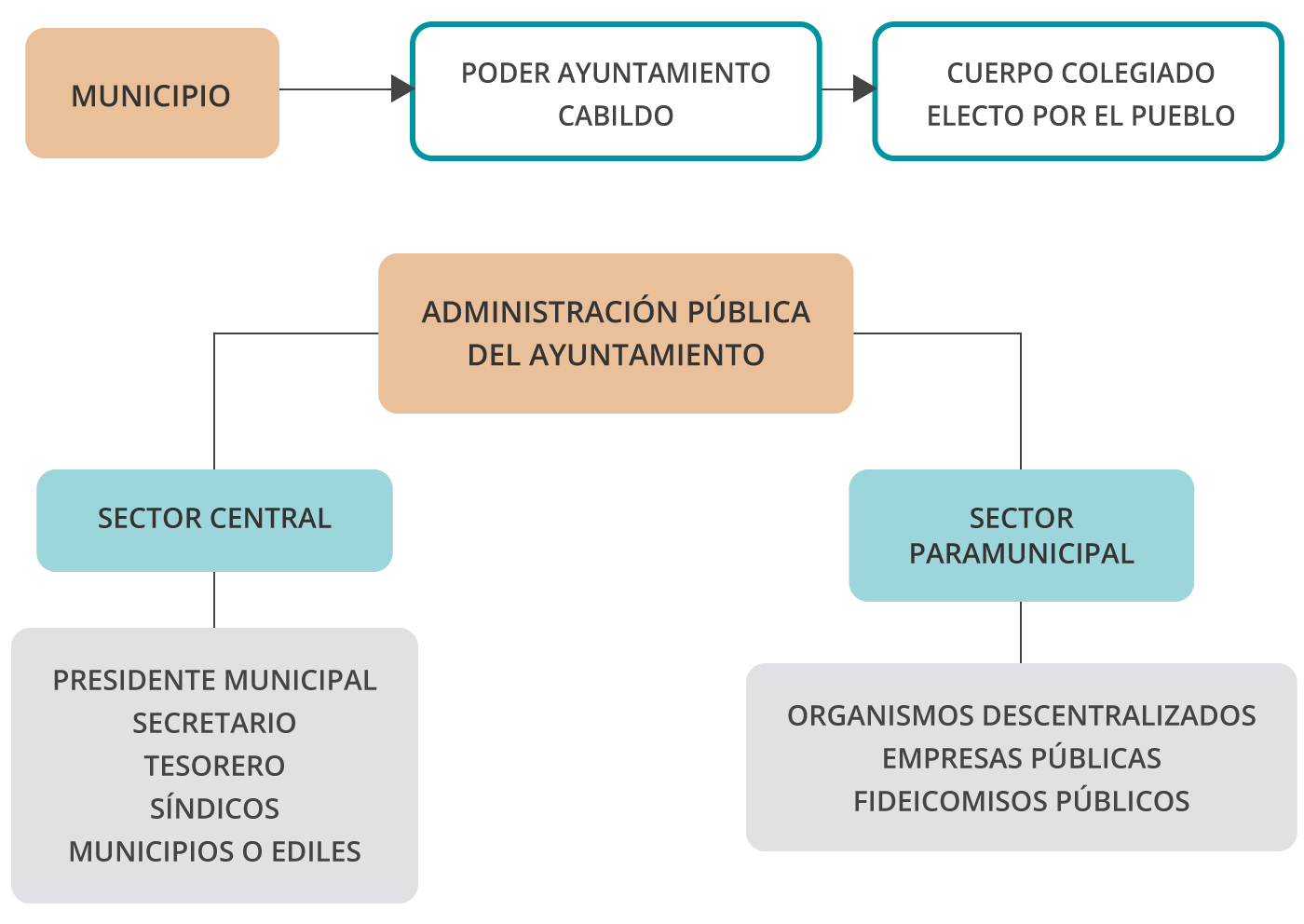 Esquema sobre el municipio y la administración pública del ayuntamiento.