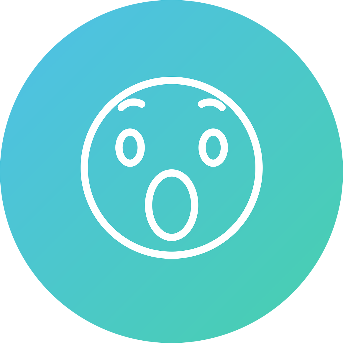 gráfico de emoji de asombro con fondo azul